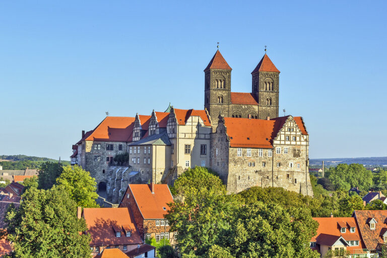 view of castle and church in Quedlinburg, Germany